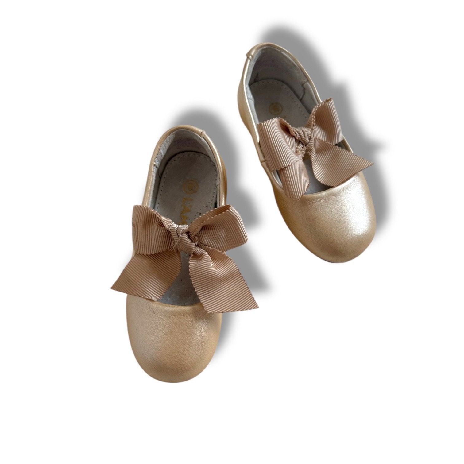 Size 6 L'Amour gold mary jane shoes with bows Default Title / 6 / -