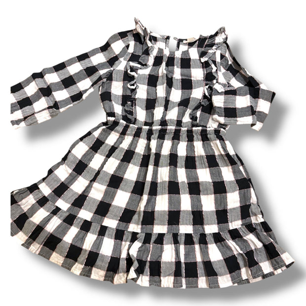Size 7 Crewcuts black and white checkered dress with gold threading Default Title / 7 / Girl