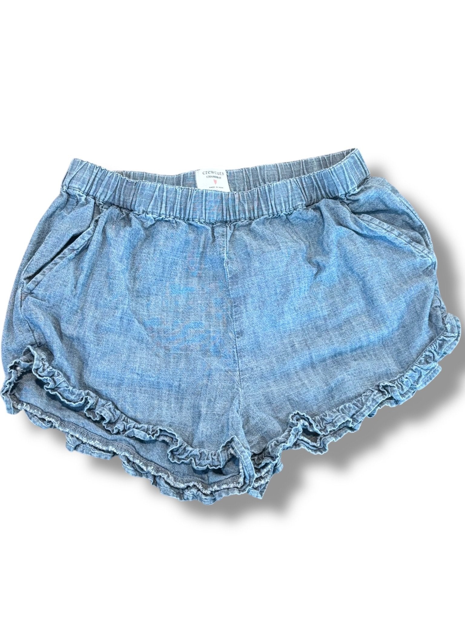 Size 8 Crewcuts chambray shorts w/ ruffle cuff Default Title / 8 / Girl
