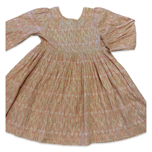Size 7 Pink Chicken dusty pink metallic gold long sleeve dress Default Title / 7 / Girl