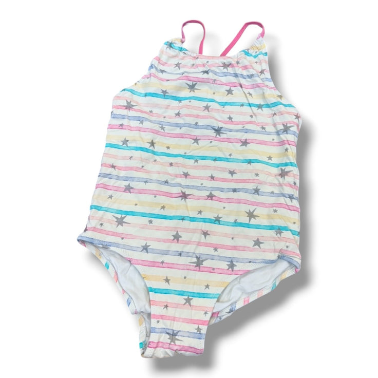 Size 8 Hatley one piece striped swim with stars, pink straps Default Title / 8 / Girl