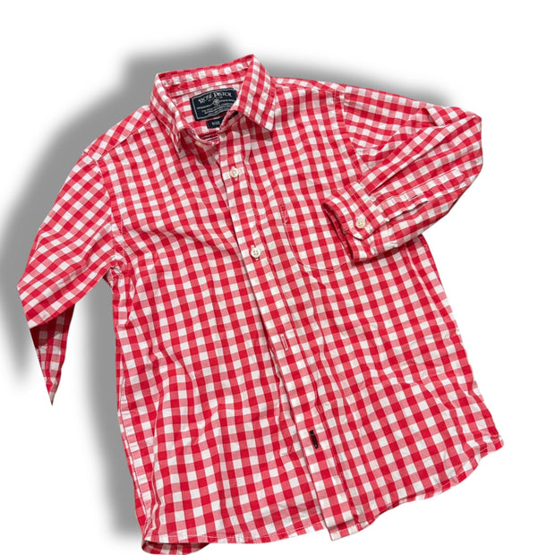 Size 4-5 Rose pistol red/white check button up Default Title / 5-Apr / Boy