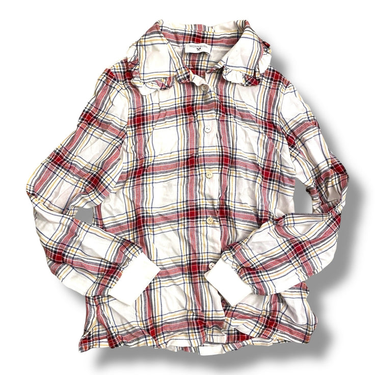 Size 8 Monnalisa red and white plaid button down with Minnie and Mickey on back (retail over $100) Default Title / 8 / Girl
