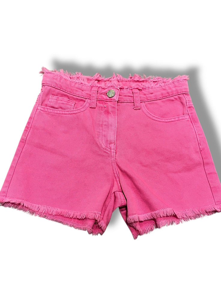 Size 8 Monnalisa pink jean shorts, frayed edge, bugs bunny sequin on back pocket Default Title / 8 / Girl