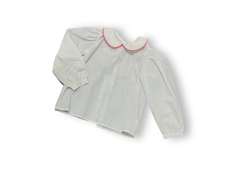 Size 5 Mulberry white peter pan shirt with pink trim Default Title / 5 / Girl