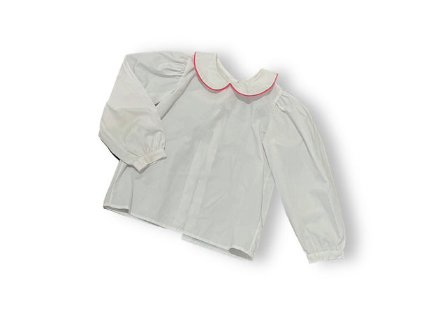 Size 5 Mulberry white peter pan shirt with pink trim Default Title / 5 / Girl
