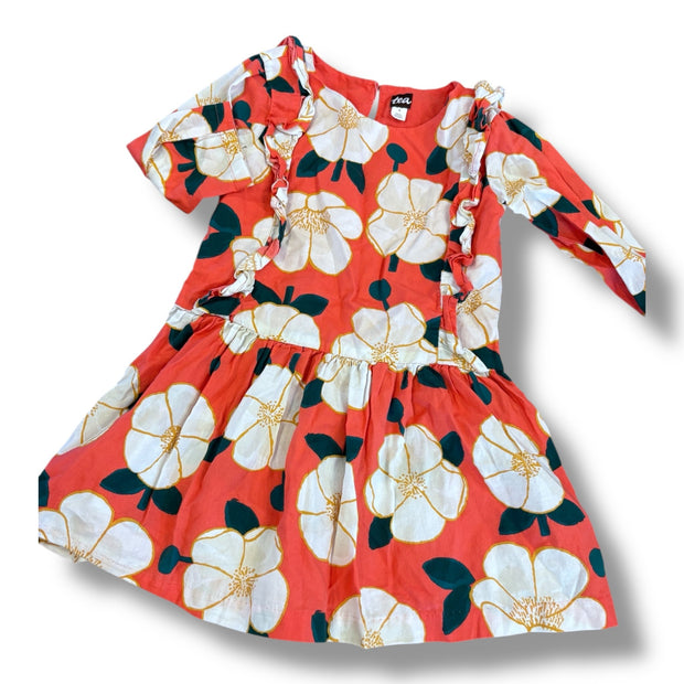 Size 5 Tea Collection pink dress with white large flowers Default Title / 5 / Girl