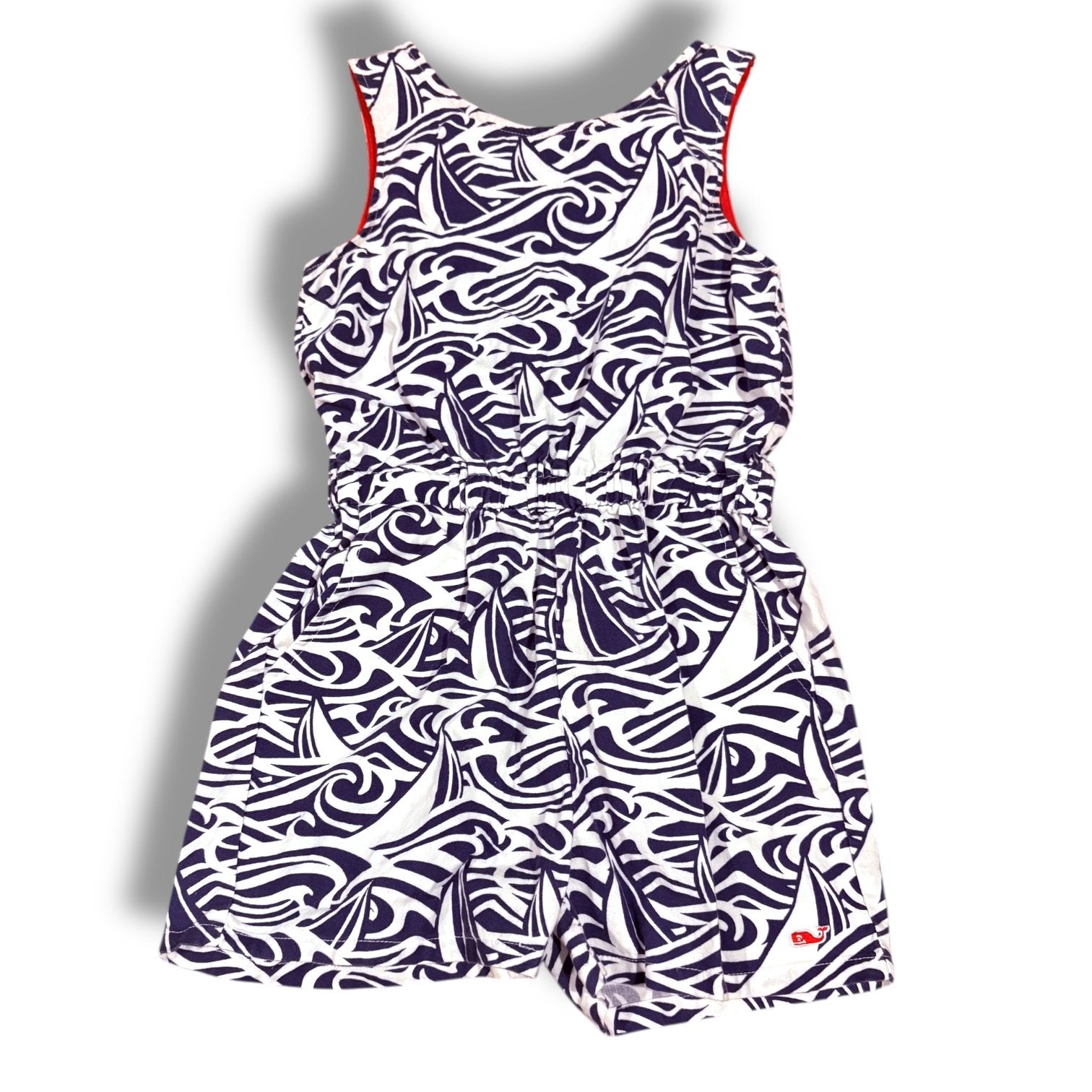 Size 5 Vineyard Vines for Target navy/white waves/sailboat romper Default Title / 5 / Girl