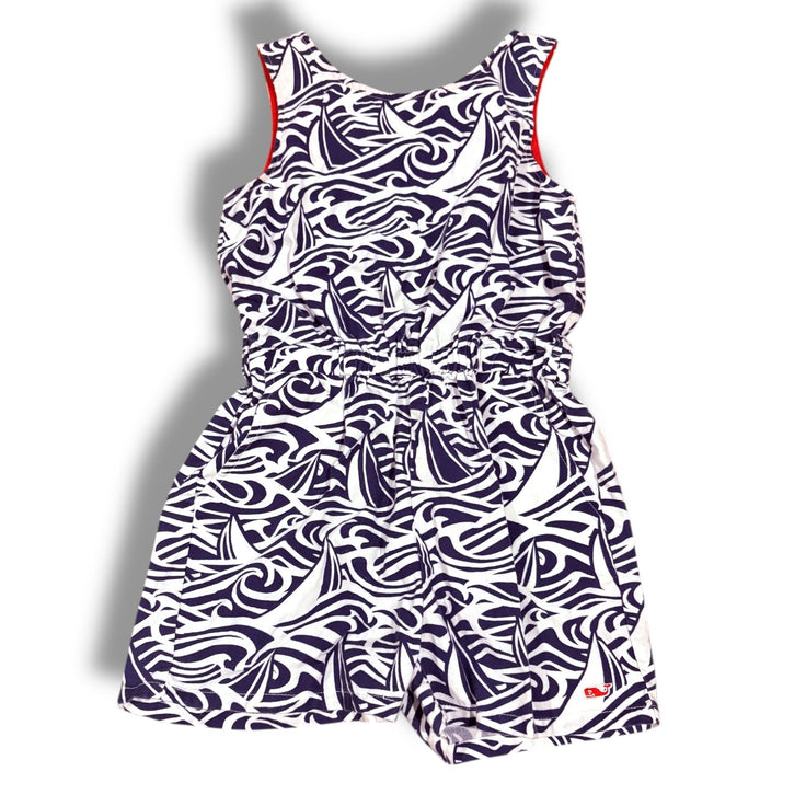 Size 5 Vineyard Vines for Target navy/white waves/sailboat romper Default Title / 5 / Girl
