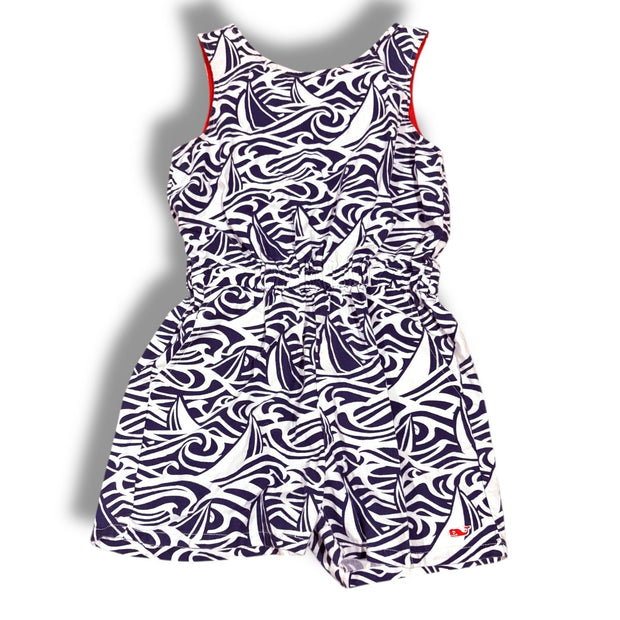 Size 5 Vineyard Vines for Target navy/white waves/sailboat romper Default Title / 5 / Girl