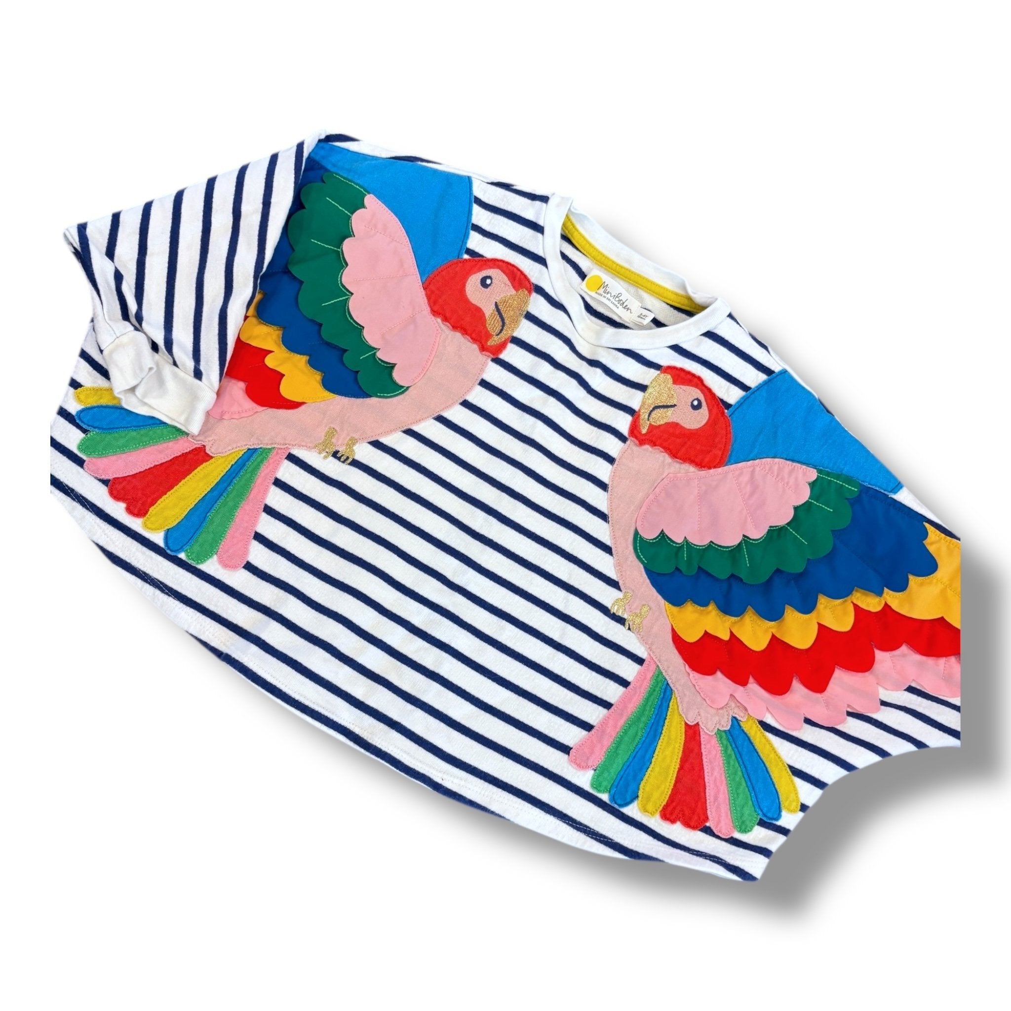 Size 3-4 Boden navy/white stripe parrot short sleeve poncho shirt Default Title / 4-Mar / Girl