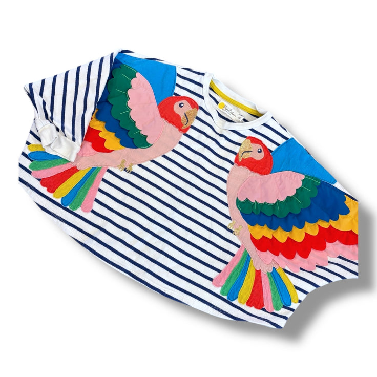 Size 3-4 Boden navy/white stripe parrot short sleeve poncho shirt Default Title / 4-Mar / Girl