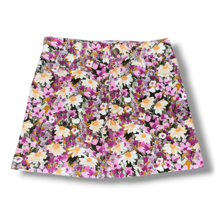 Size 5 Mayoral purple/cream/black floral fine corduroy skirt Default Title / 5 / Girl
