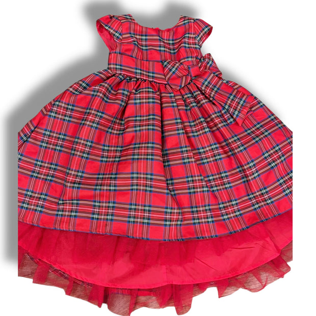 Size 3 Special editions red tartan plaid silk dress with tulle underlay Default Title / 3 / Girl