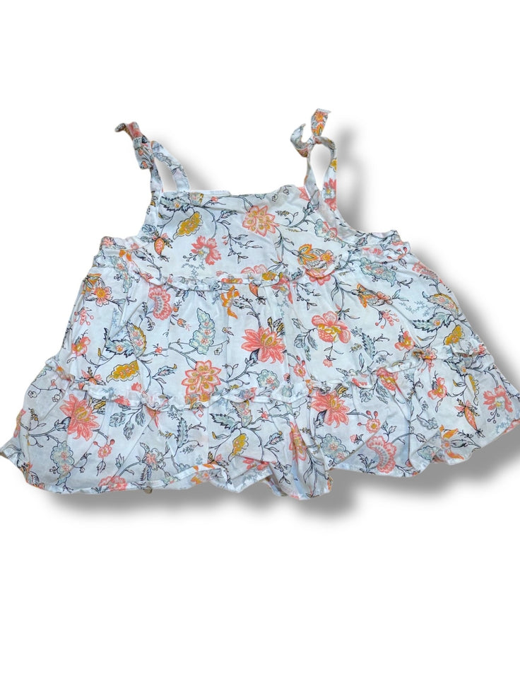 Size 3-6 month Janie and Jack white dress with coral/navy/orange/sage florals Default Title / 3-6 month / -