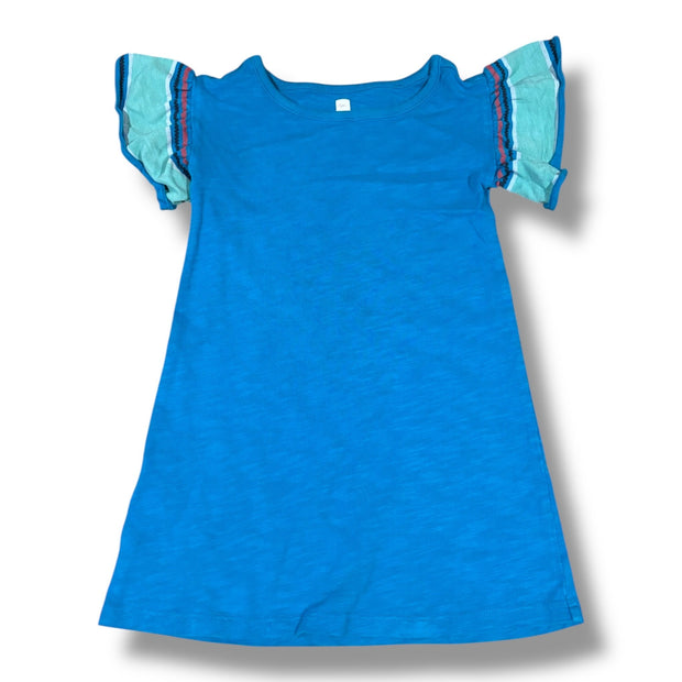 Size 4 Tea Collection turquoise t-shirt dress w/ ruffle sleeves Default Title / 4 / Girl