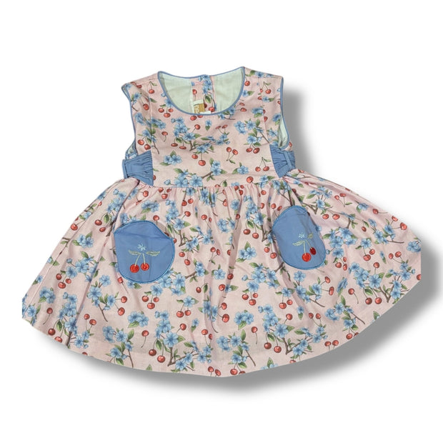 Size 4T Dondolo pink linen top w/ cherries, light blue bloomers Default Title / 4 / Girl