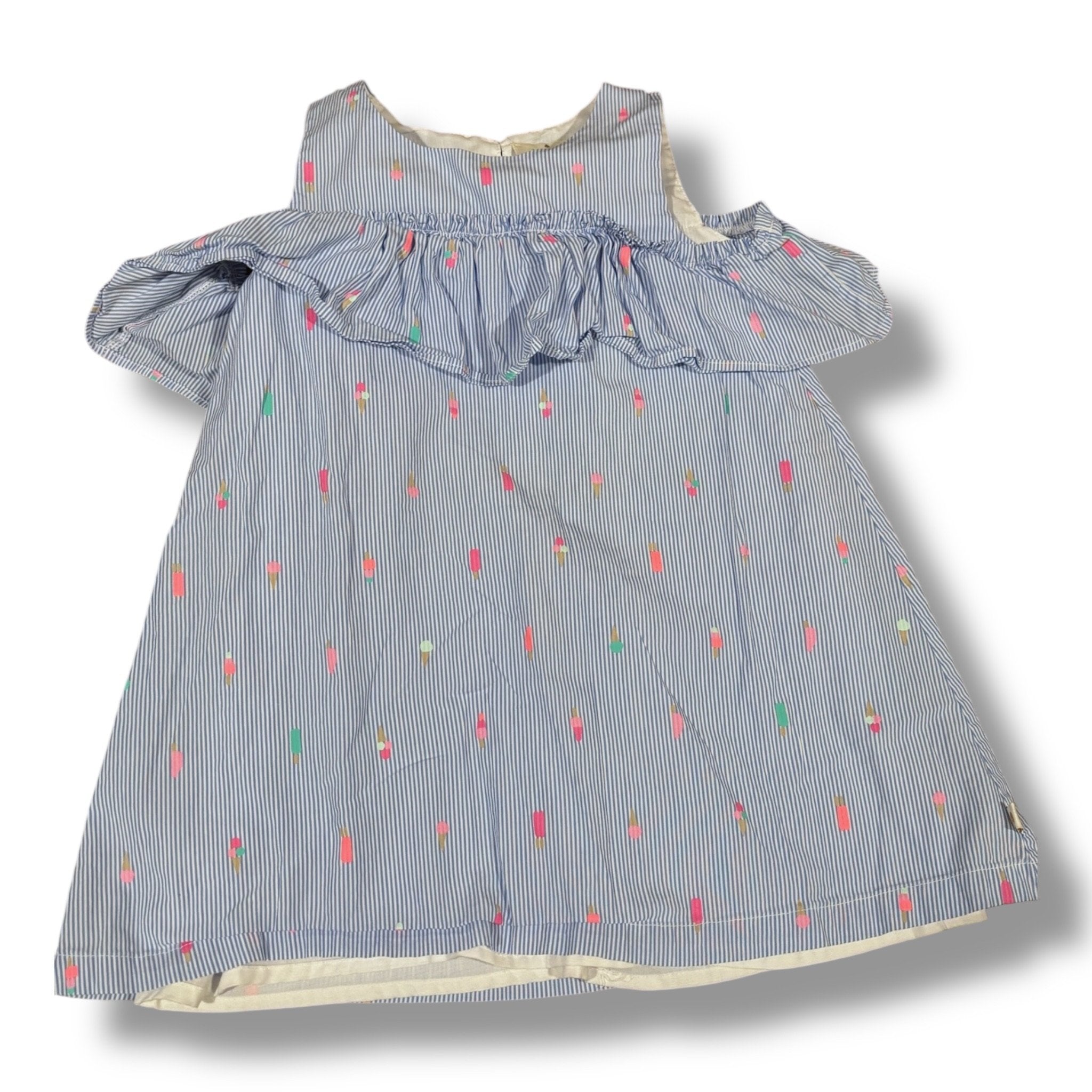 Size 4 Kate Spade light blue/white striped cold-shoulder dress w/ ice cream cones Default Title / 4 / Girl