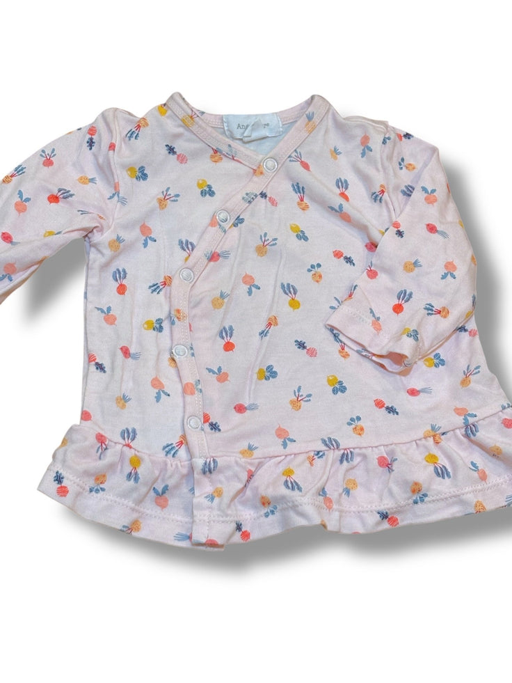 Size 0-3 month Angel Dear light pink kimono top with root vegetables Default Title / 0-3 month / Girl