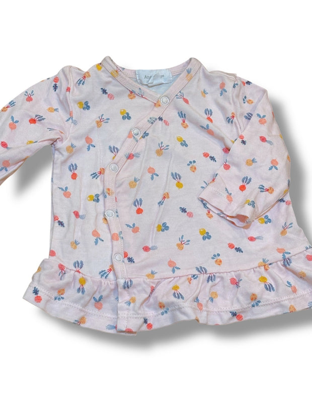 Size 0-3 month Angel Dear light pink kimono top with root vegetables Default Title / 0-3 month / Girl