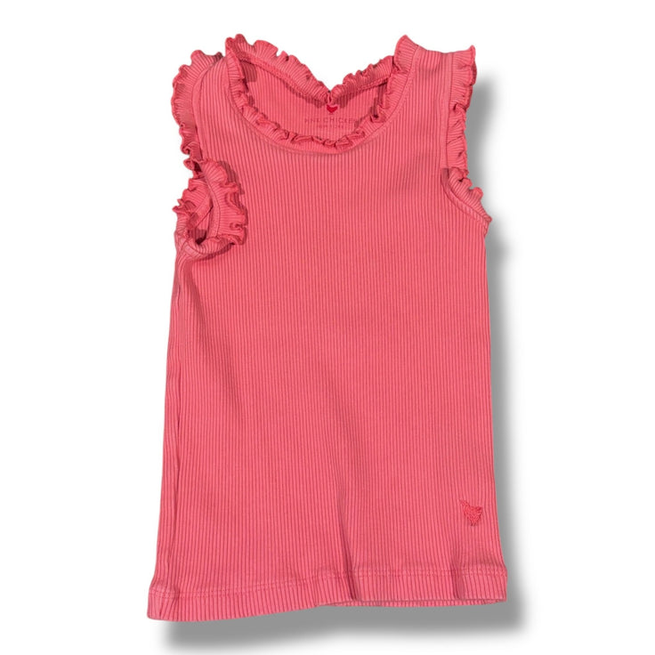 Size 5 Pink Chicken pink ribbed tank w/ ruffle at sleeves/collar Default Title / 5 / Girl