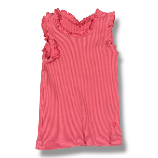 Size 5 Pink Chicken pink ribbed tank w/ ruffle at sleeves/collar Default Title / 5 / Girl