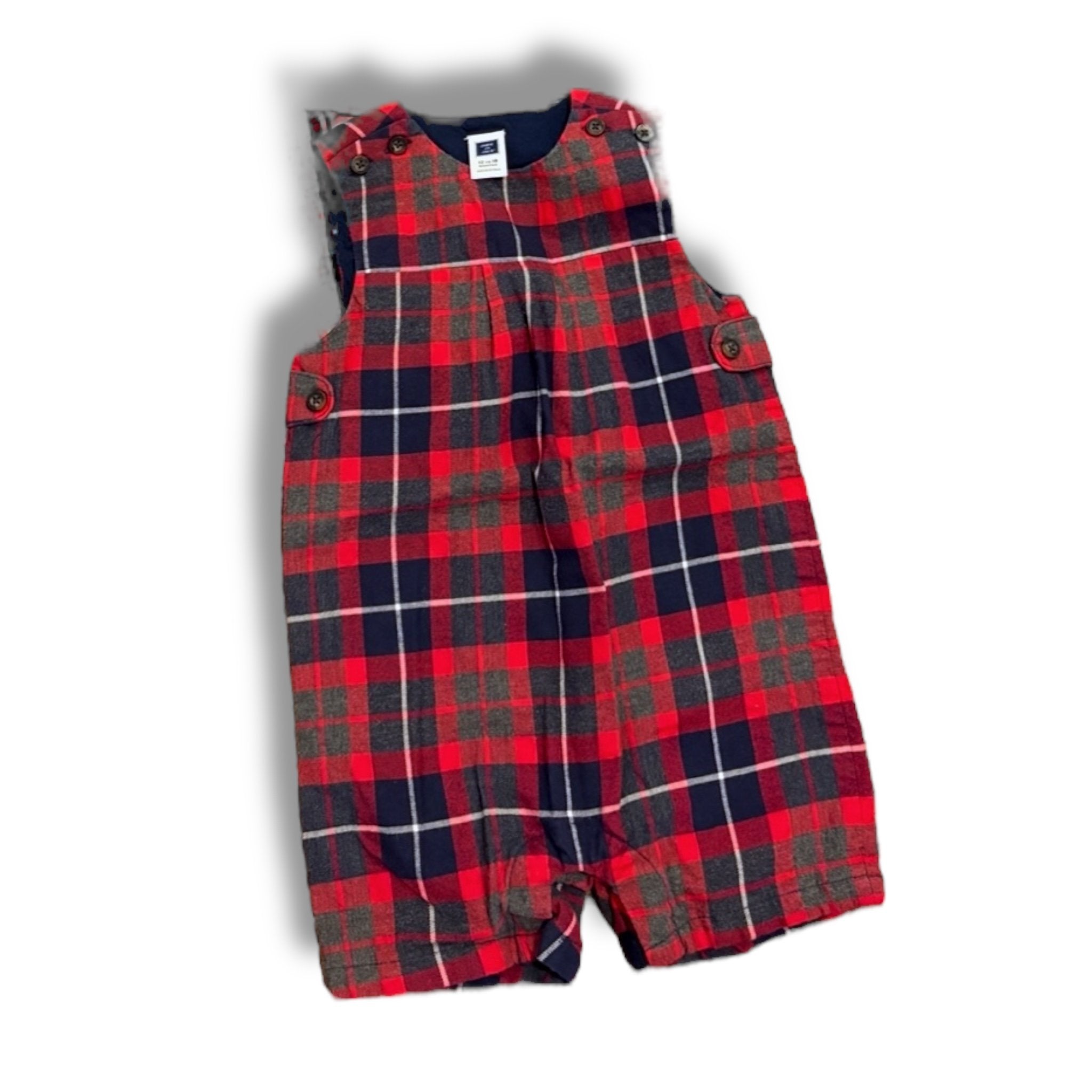 Size 12-18 month Janie and jack navy/red plaid shortall Default Title / 12-18 month / Boy