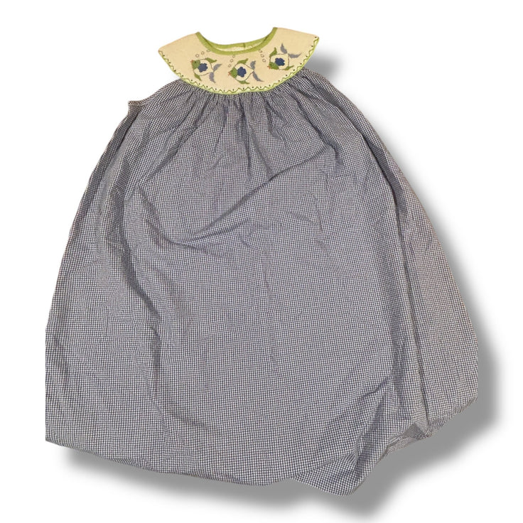 Size 4/5 Castles & Crowns blue/white gingham smocked bishop dress w/ lime/blue fish Default Title / 5-Apr / Girl