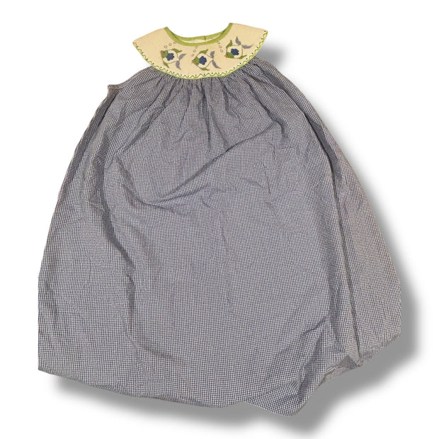 Size 4/5 Castles & Crowns blue/white gingham smocked bishop dress w/ lime/blue fish Default Title / 5-Apr / Girl