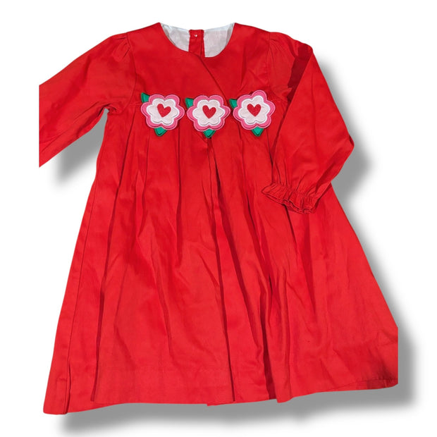 Size 4T Eliza James red dress w/ flower/heart appliqués Default Title / 4 / Girl