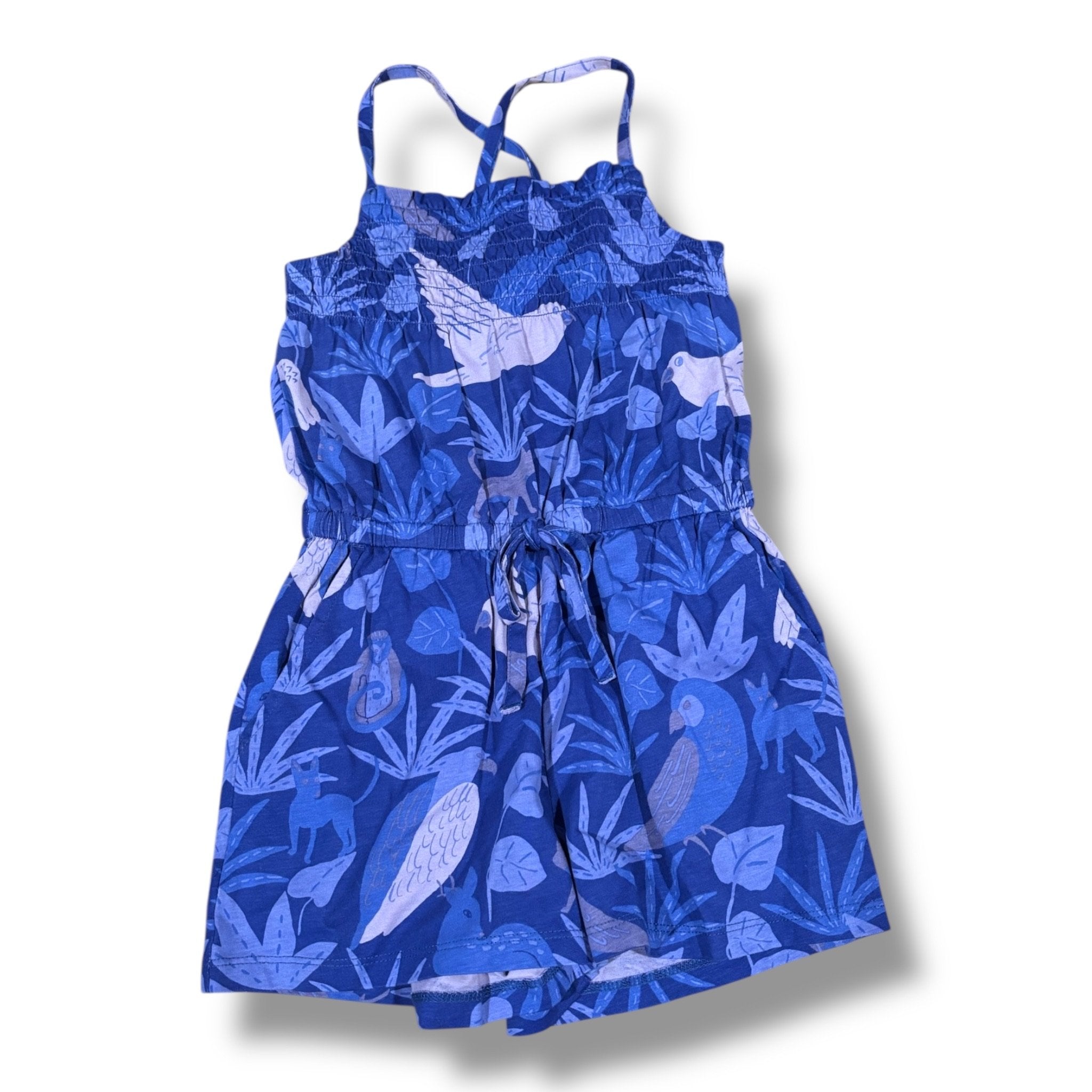 Size 5 Tea Collection purple/lavender romper w/ birds/cats/leaves Default Title / 5 / Girl