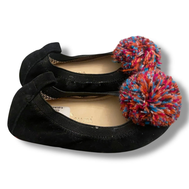Size toddler 7 Yosi Samra black suede flats with pom pom on top Default Title / Toddler / -