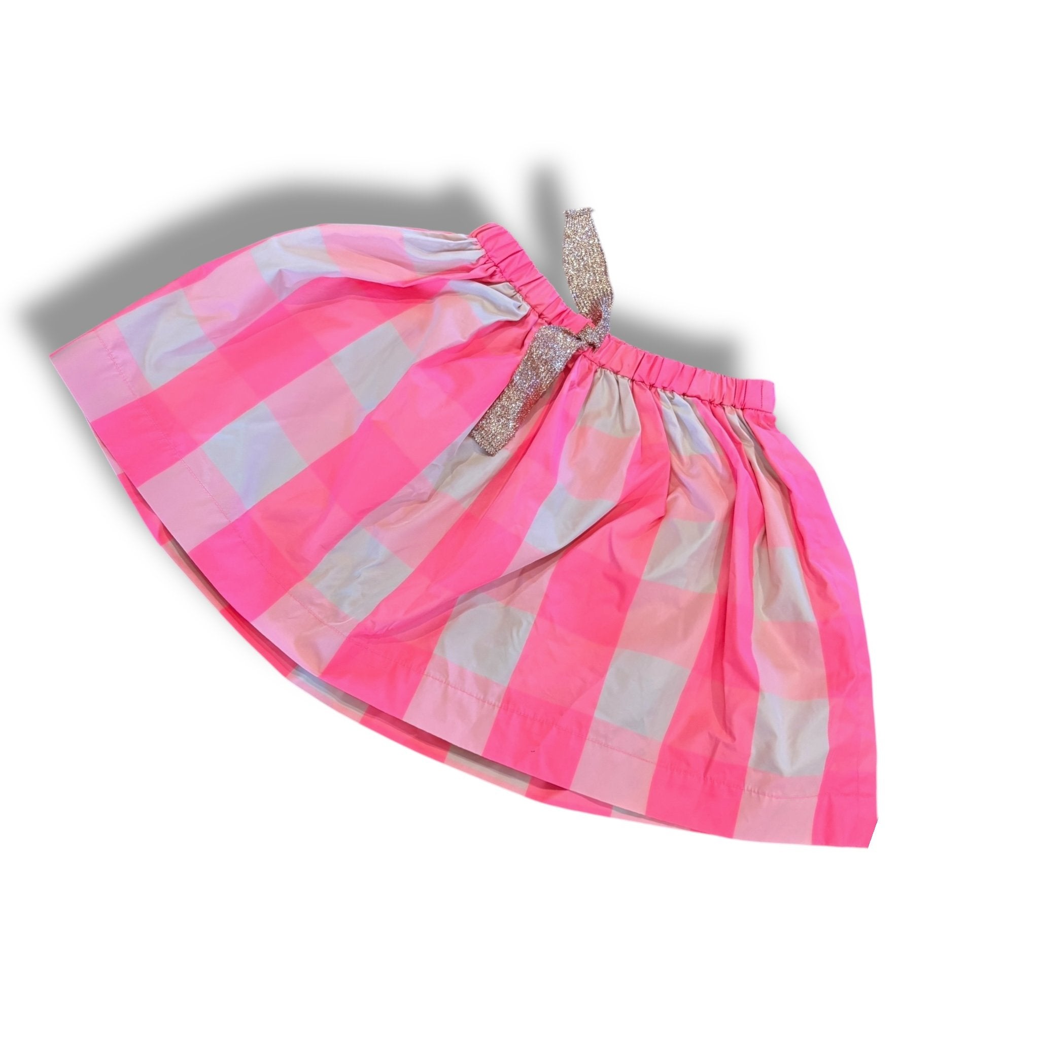 Size 4-5 Crewcuts pink/tan check skirt with glitter tie Default Title / 5-Apr / Girl