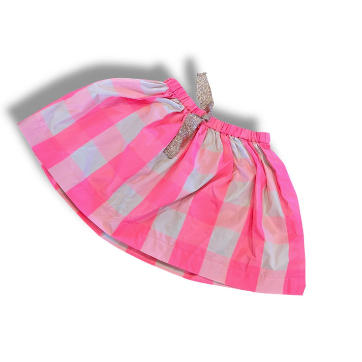 Size 4-5 Crewcuts pink/tan check skirt with glitter tie Default Title / 5-Apr / Girl