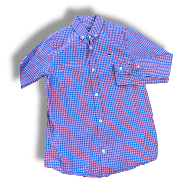 Size 8-10 Vineyard vines blue/coral small check button up Default Title / 10-Aug / Boy
