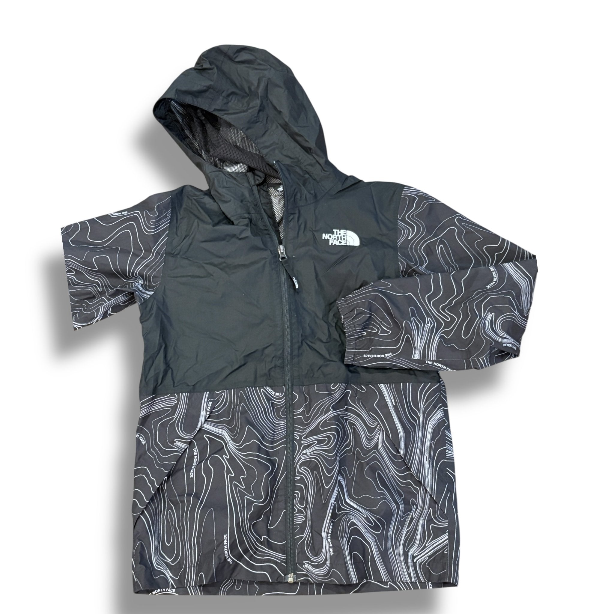 Size 14-16 Northface black windbreaker with black and white marble pattern Default Title / 14-16 / Boy