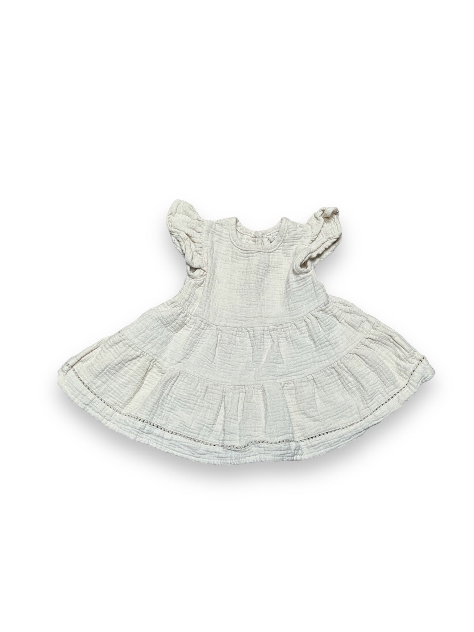 Size 0-3 month Quincy Mae ecru cotton dress Default Title / 0-3 month / Girl