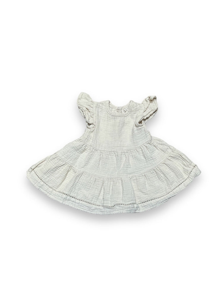 Size 0-3 month Quincy Mae ecru cotton dress Default Title / 0-3 month / Girl