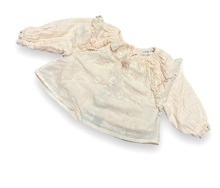 Size 6 month Louise misha peach floral embroidered top Default Title / 6 month / Girl