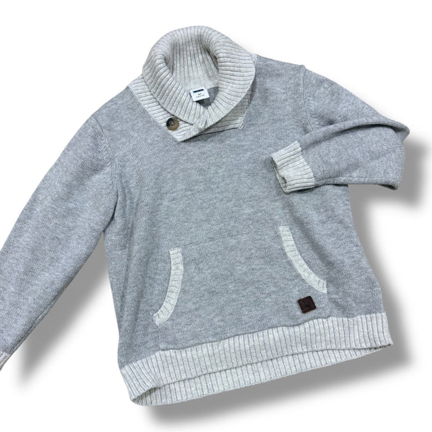 Size 2 Janie and jack light weight grey cowl neck sweater with button Default Title / 2 / Boy