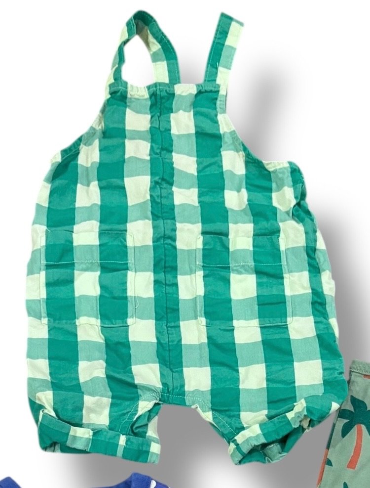 Size 18-24 month Hanna Andersson green and white check romper Default Title / 18-24 month / Boy