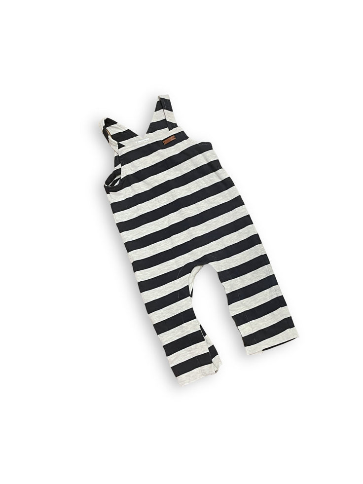 SIze 9-12 month mudpie navy/grey stripe overalls Default Title / 9-12 month / Boy