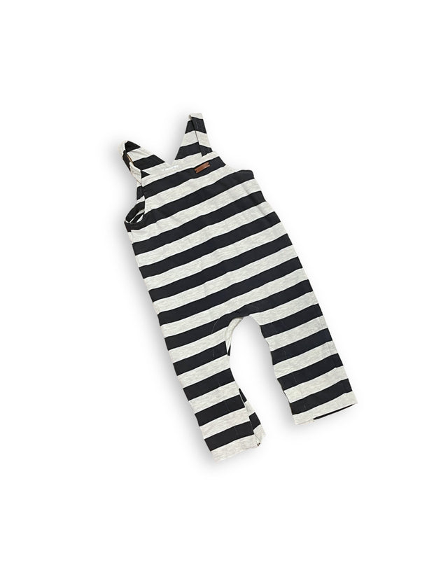 SIze 9-12 month mudpie navy/grey stripe overalls Default Title / 9-12 month / Boy