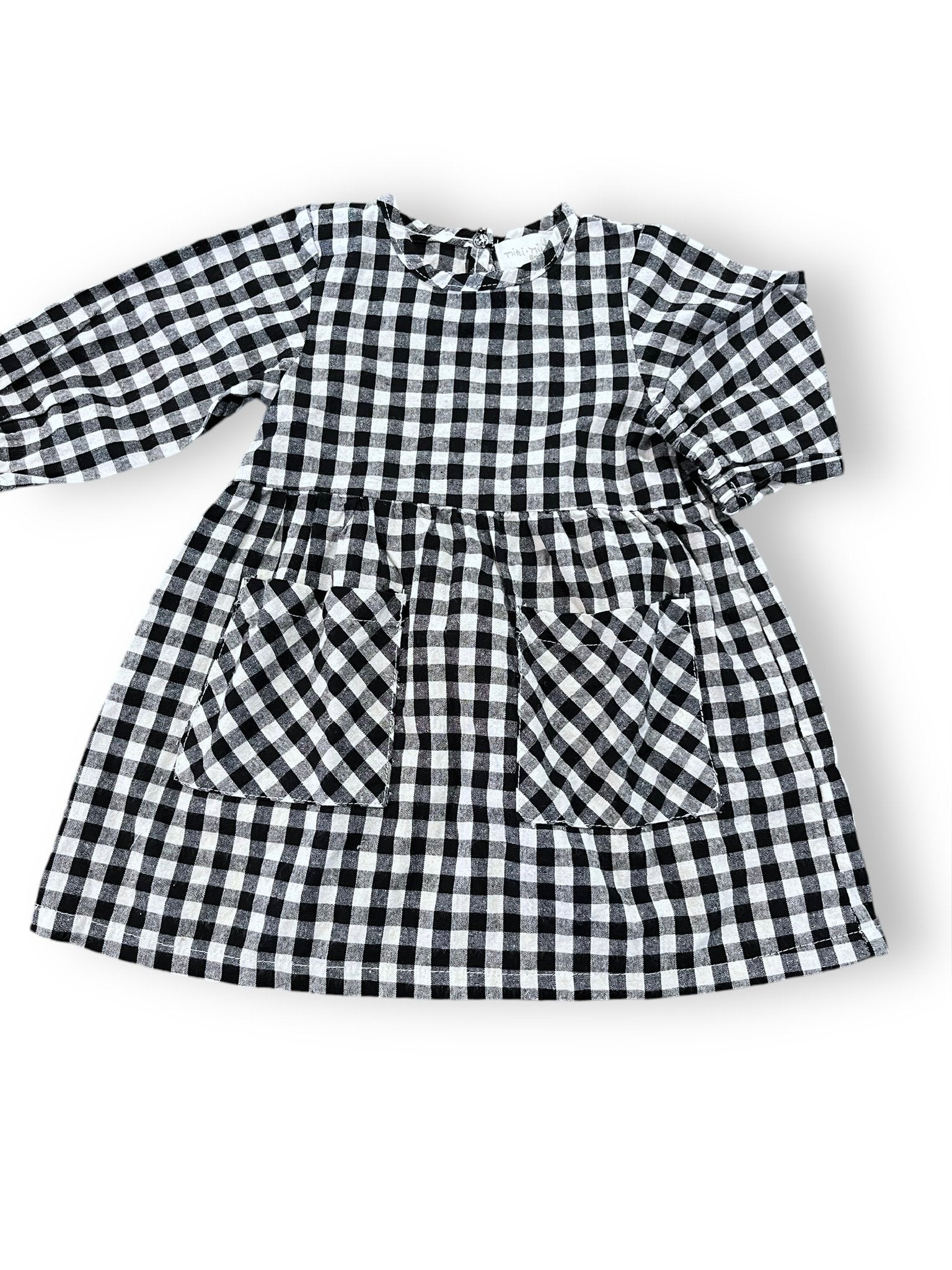 Size 12 month Miki Miette black and white plaid dress with front pockets NWT Default Title / 12 / Girl