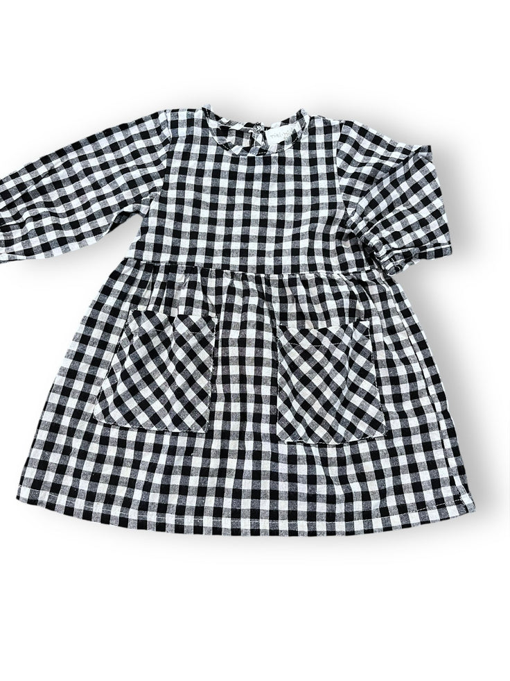 Size 12 month Miki Miette black and white plaid dress with front pockets NWT Default Title / 12 / Girl