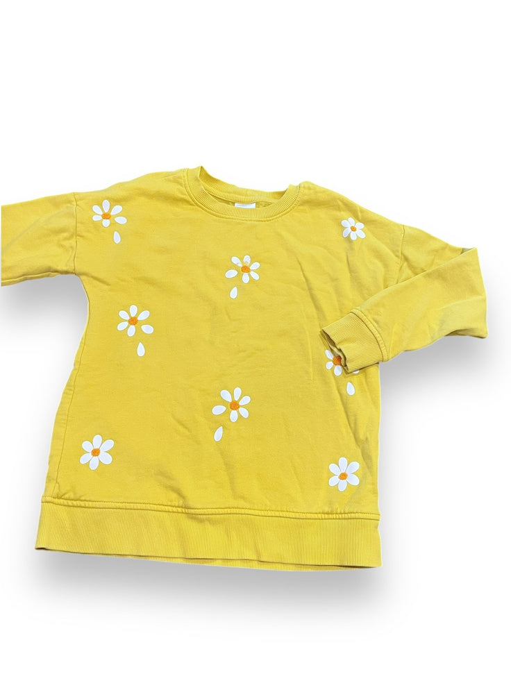 Size 5 Hanna Andersson yellow long sleeve tee with white flowers- wear on a few flowers Default Title / 5 / Girl