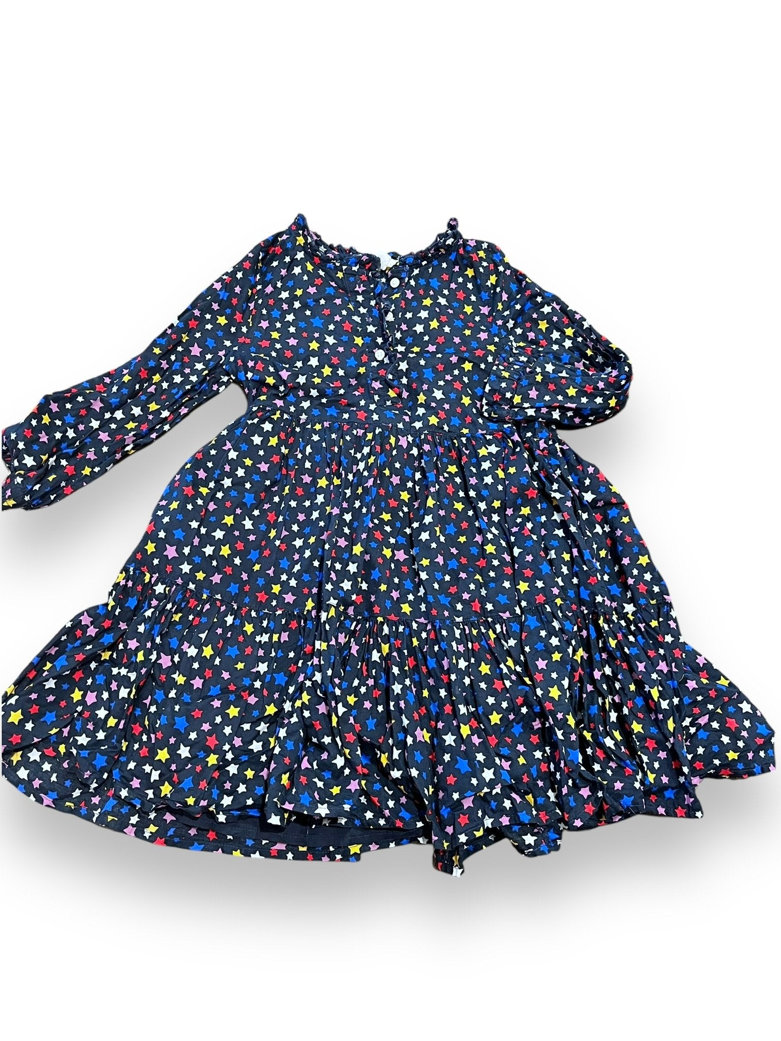 Size 6 Crewcuts long sleeve navy dress with multicolor stars Default Title / 6 / Girl