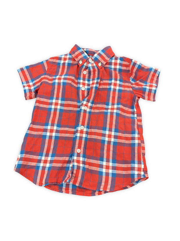 Size 3 Crewcuts red/blue/white windowpane button up Default Title / 3 / Boy