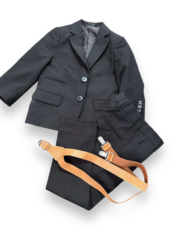 Size 3 Isaac Mizrahi Black Suit with Suspenders Default Title / 3 / Boy