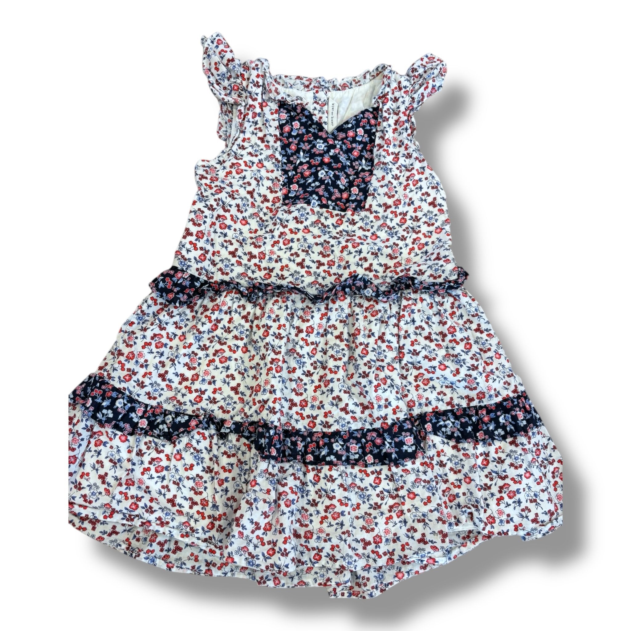 Size 7 Janie and jack white, navy tank dress with red flowers Default Title / 7 / Girl
